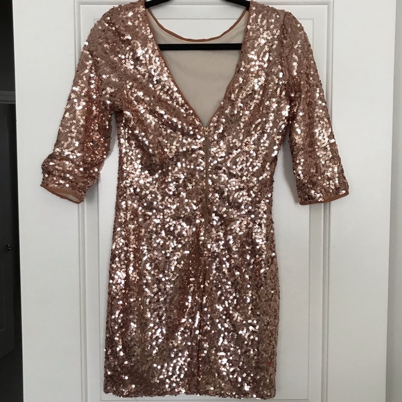 Rose gold sequined mini dress - Picture 2 of 4